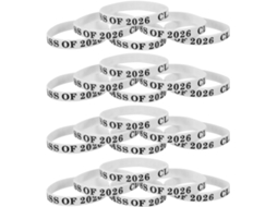 24 pulseiras de silicone para Formatura da Turma 2026, coloridas, ajustáveis e flexíveis, ideais para eventos escolares.