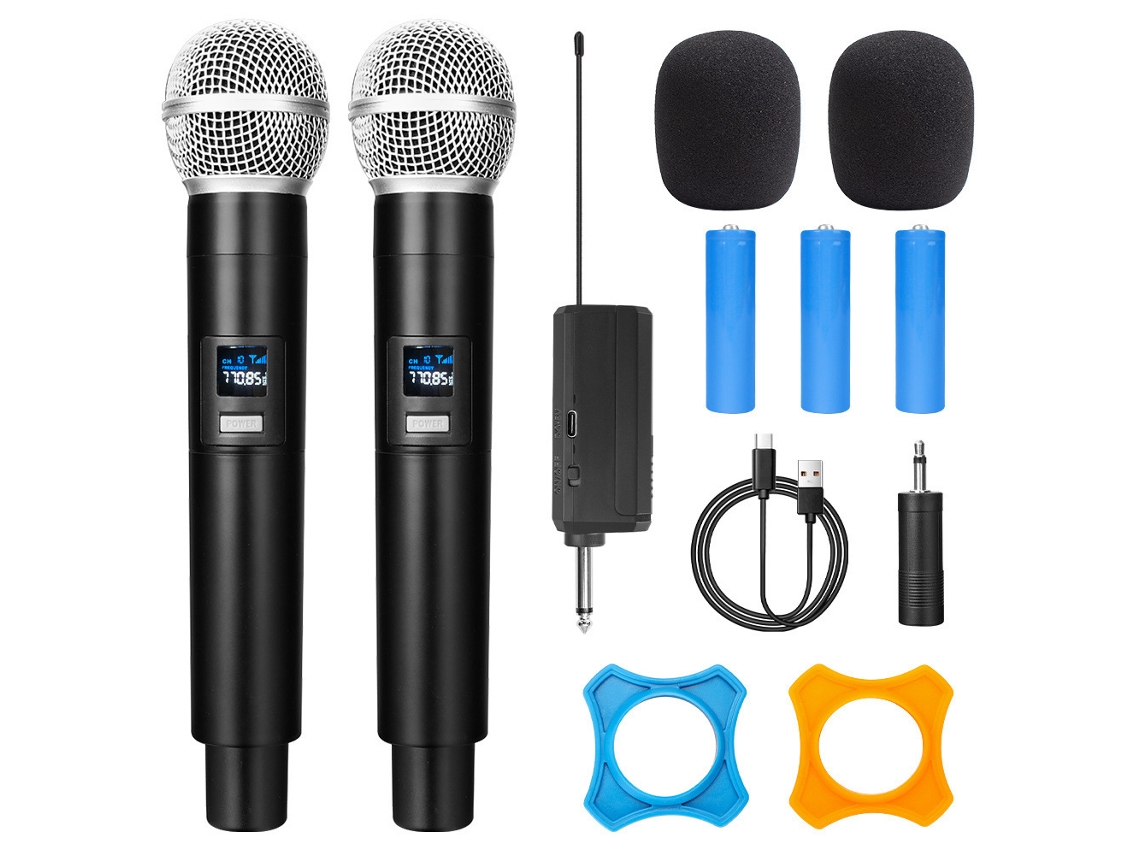 (dois Conjuntos) Microfones Sem Fio 2.4g, Microfones De Mão Recarregáveis Uhf De 2 Canais