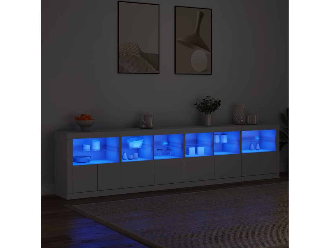 Vidaxl Aparador Com Luzes Led 283x37x67 Cm Branco