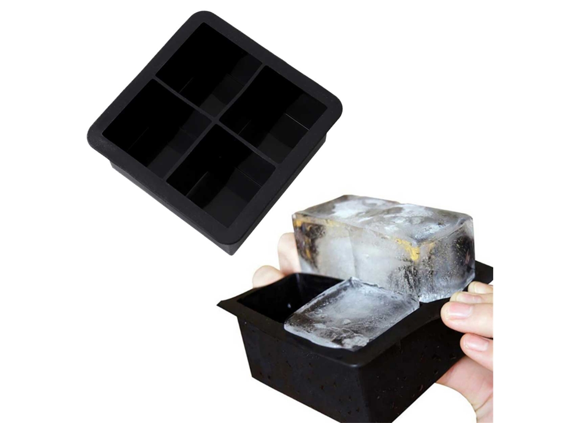 Conjunto Com 2 Formas De Gelo Grandes Em Silicone, Pretas