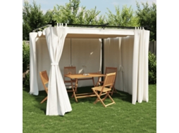 Vidaxl Gazebo Com Cortinas 3x3 M Aço Creme