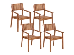 Conjunto de cadeiras para exterior BELIANI Agello de Madeira de acácia Castanho claro 55x60x88