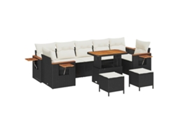 Conjunto 13 Sofá De Jardim Vidaxl Preto Vime Pe (289 X 164 X 85 Cm)