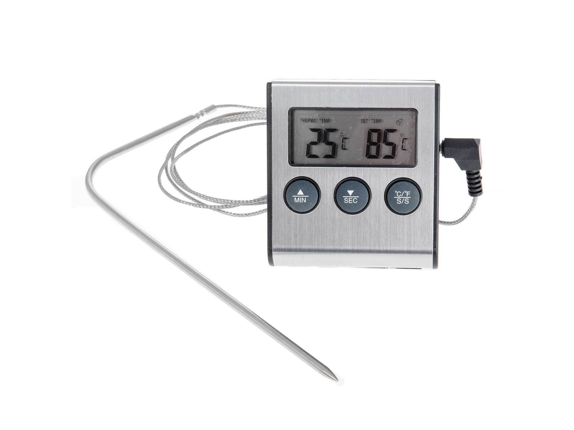 Termômetro Digital Para Carnes Com Sonda De Aço Inoxidável E Aviso Temperatura, Leitura Rápida Culinária Função Desligamento Autom Aquaforge