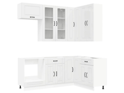 Vidaxl Unidade De Cozinha Kalmar 8 Unid. Branco Brilhante