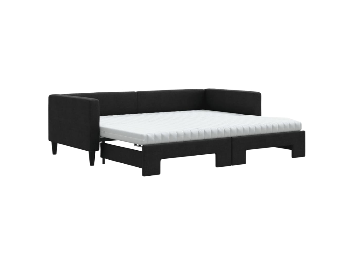 Sofá-cama Com Gavetão Vidaxl Preto Tecido