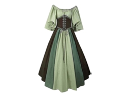 Vestuário Medieval Feminino Vestido Gótico Manga Curta Festa Baile Retro