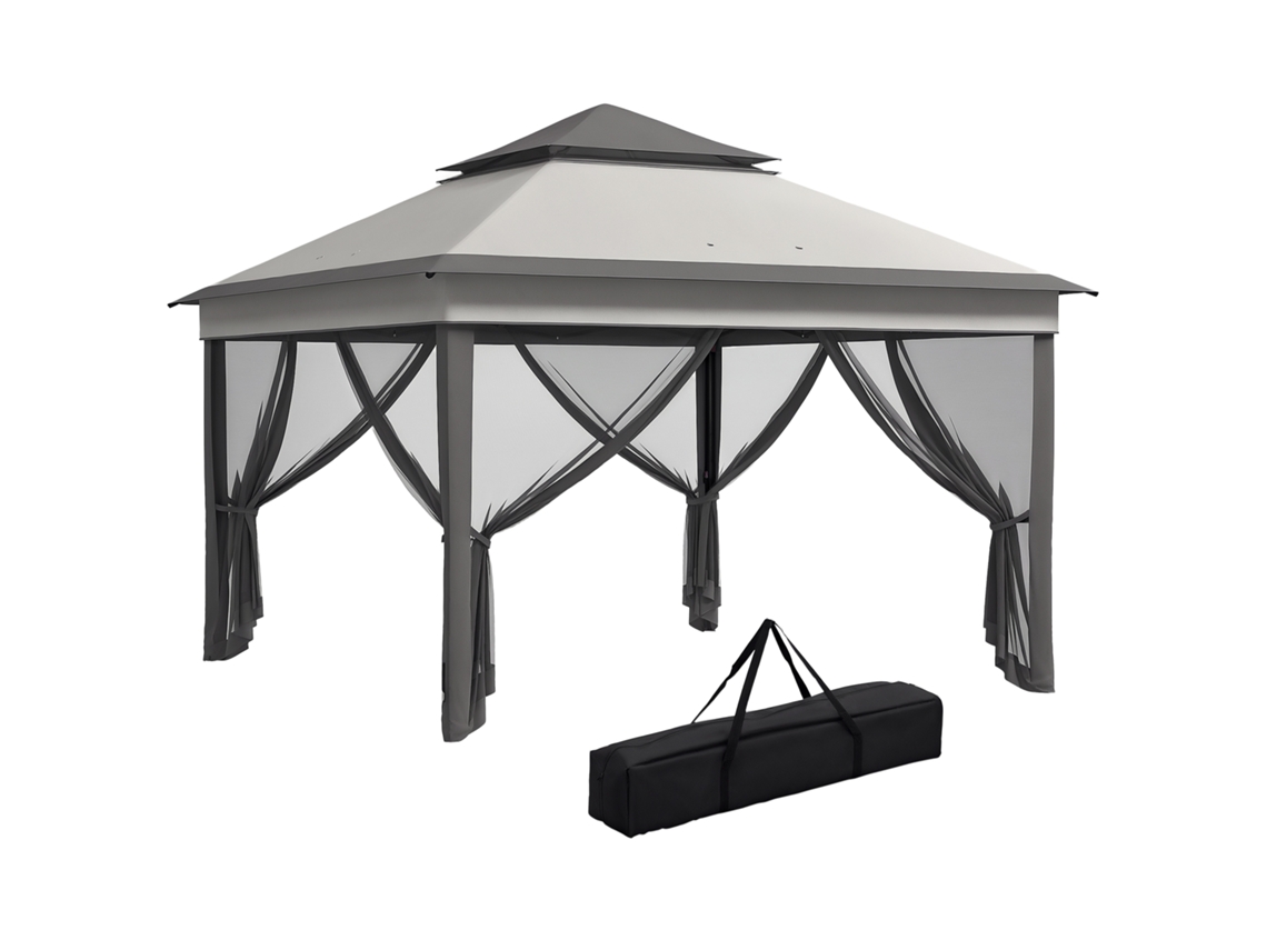 Tenda Dobrável 3,26x3,26x2,72 M com altura ajustável, 4 painéis de malha uv30+ e bolsa de transporte DECORALAR TECH