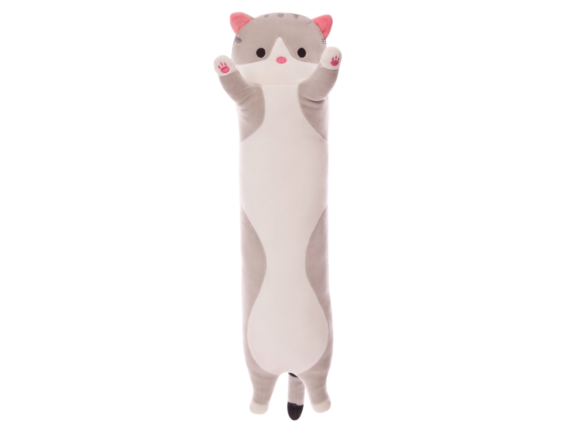 Ats Plush Toy Gatsito Cartoony Almofada Longa de 70cm Soft Adorável para Crianças Cor Cinza