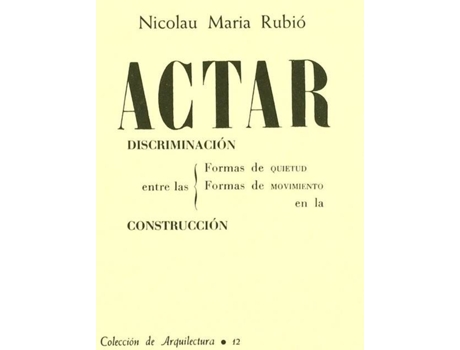 Livro Actar de N. Maria Rubió I Tudurí (Espanhol)