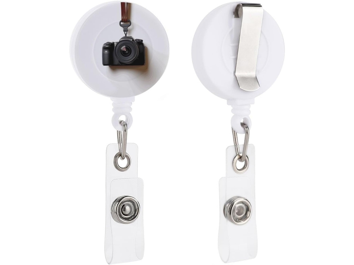 Porta Crachá De Parede Branco Com Suporte Retrátil, Resistente E Redondo Com Clipe, Porta Crachá De Plástico Leve Para