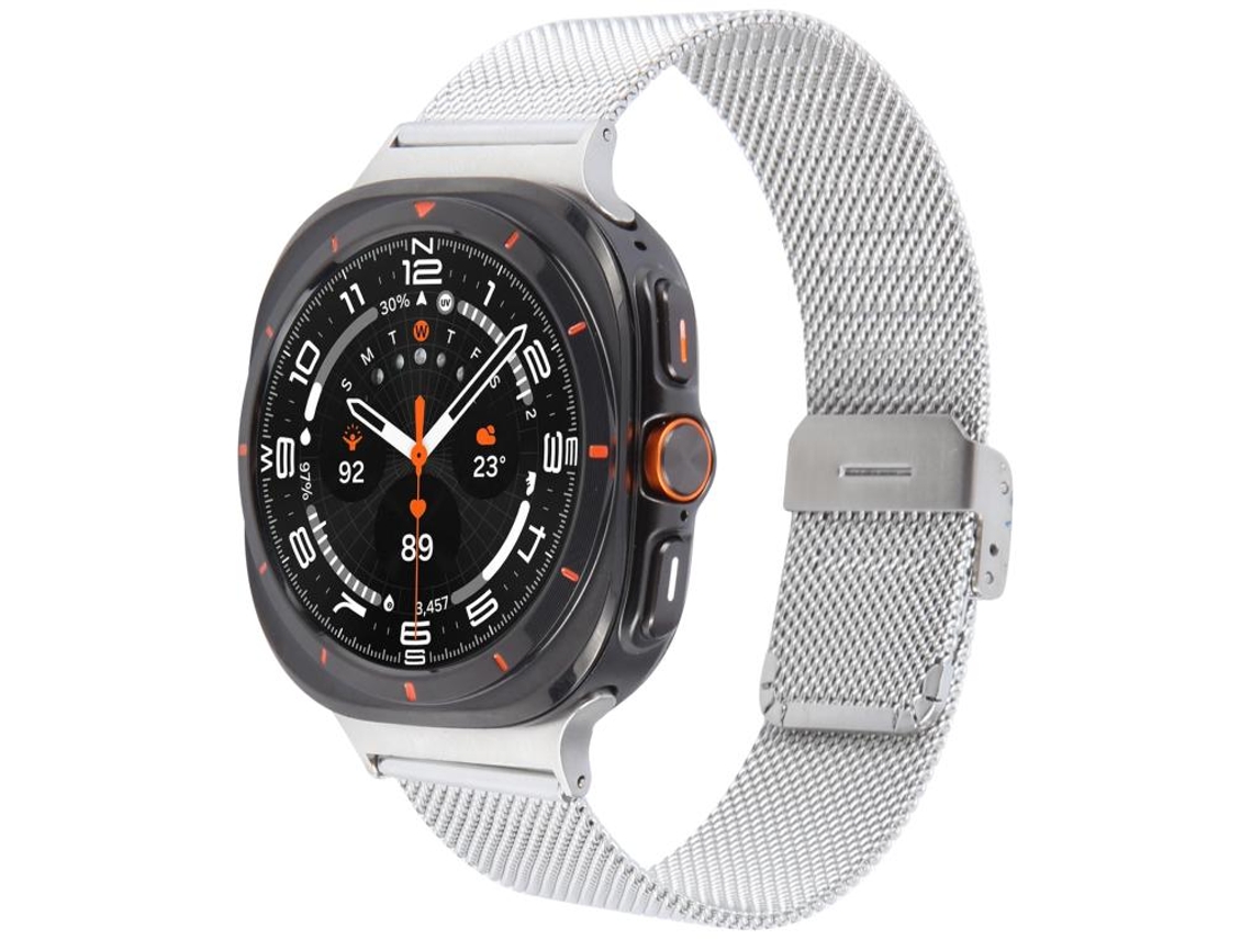 Bracelete Universal com Cabeça Plana e Três Contas Prata para Samsung Galaxy Watch 4 Classic (42mm/46mm) XIAOMOYU