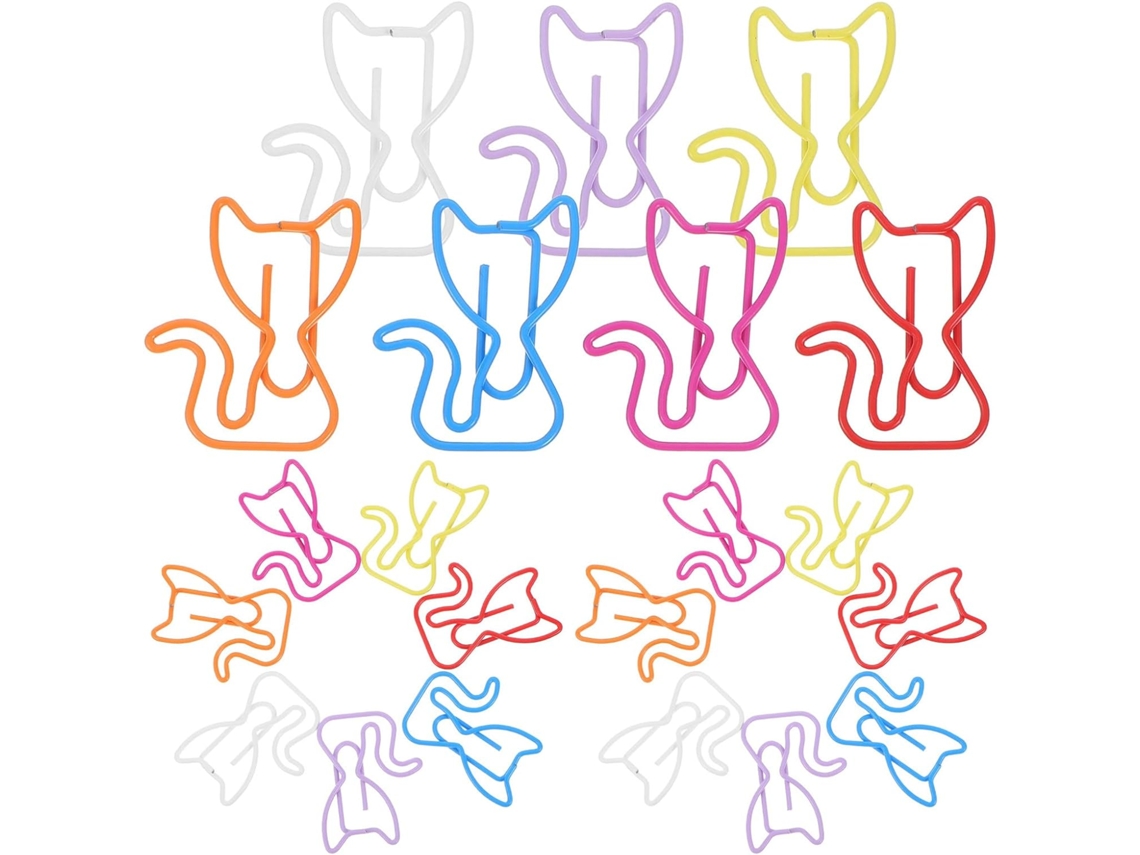 Clips De Papel Ultechnovo Em Formato Gato 50 Unidades, Duráveis E Que Não Danificam Documentos, Ideais Para O Trabalho E