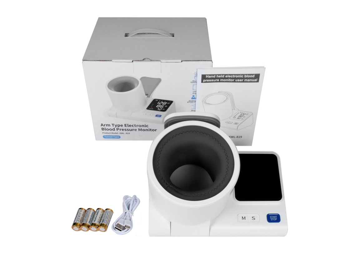 Tensiómetro de Braço Doméstico, Guia por Voz, Ecrã Led de Grande Tamanho, Medição com um Botão, Recarregável, CZHHMART