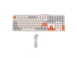 TECLADO PARA JUEGOS CON CABLE, 108 TECLAS, SILENCIOSO, RGB, 8 modos, plug and play, gris, blanco, naranja, S/MARCA