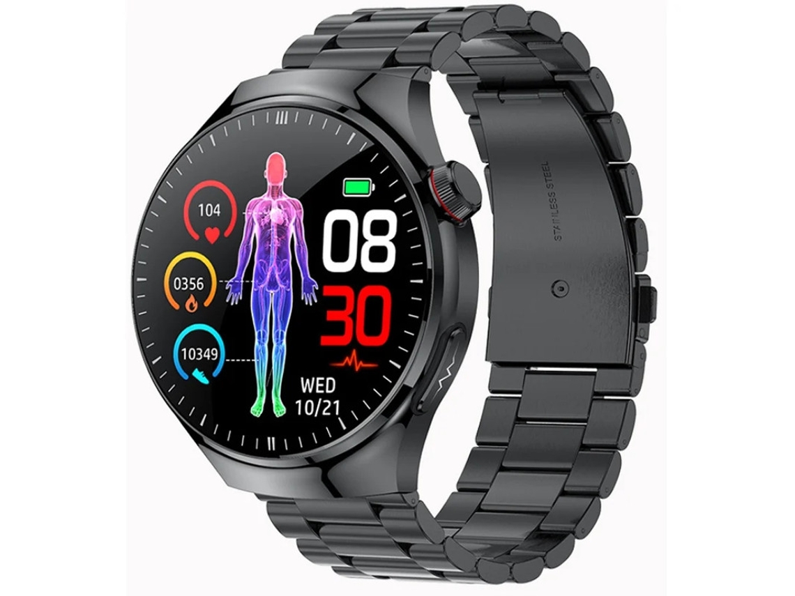 Smartwatch com One Touch Health Check ECG Pressão Arterial Medição de Gordura Corporal e SOS Resource Black Yizhood
