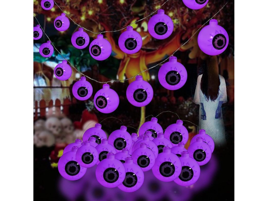 Luzes de fio com olhos de halloween 30 leds à prova d'água 8 modos controle remoto S/MARCA