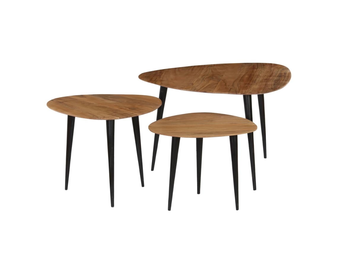 Vidaxl Conjunto De Mesas De Centro 3 Pcs Madeira De Acácia Maciça
