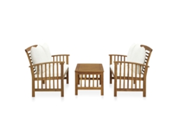 Conjunto de 3 Lounge de Jardim com Almofadões Acácia Maciça MAISON EXCLUSIVE