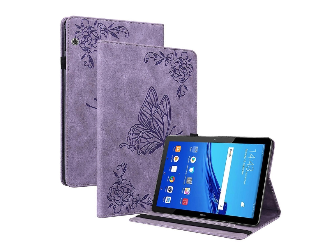 Capa de couro com estampa de borboleta e flor Webake para tablet Huawei Mediapad T5