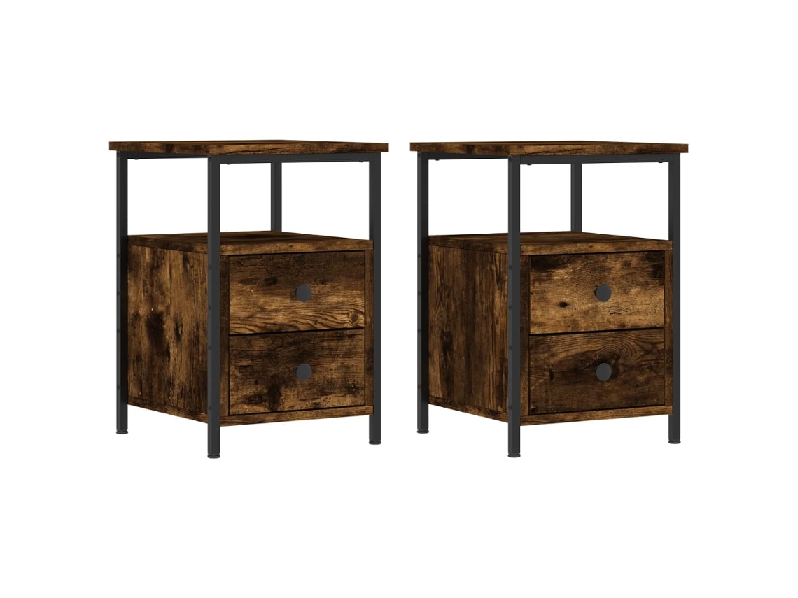 Bedside Cabinet, Bedside Cabinets Vidaxl Marrom Madeira Processada (n/a)