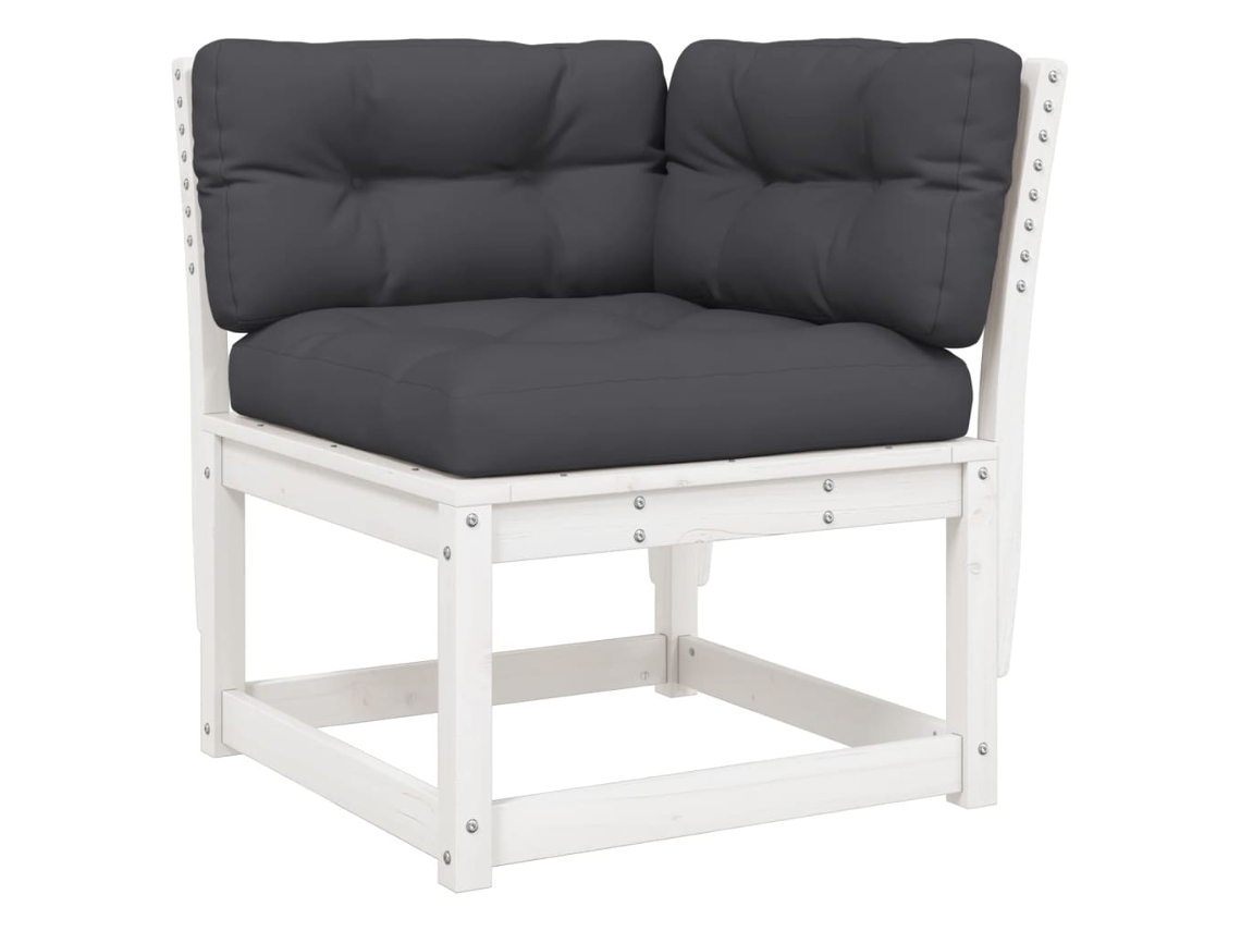 Maison Exclusive - Sofá De Canto Para Jardim Com Almofadões Pinho Maciço Branco