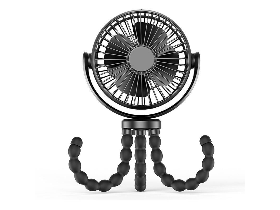 Ventilador Portátil com Tripé Flexível 5200mah, 360° Ajustável para Carrinho, Carro, Escritório