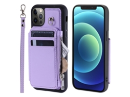 Capa Bloqueio Rfid Pega Para Iphone 12 Pele Sintética Roxo
