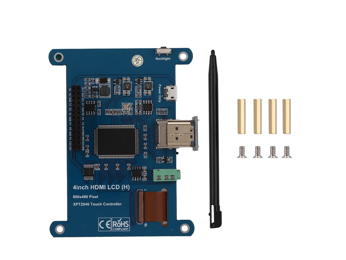 Tela Touch Lcd Ips 4 Polegadas 800x480 Hdmi Resistiva Compatível Com Raspberry Pi 3b+zero W