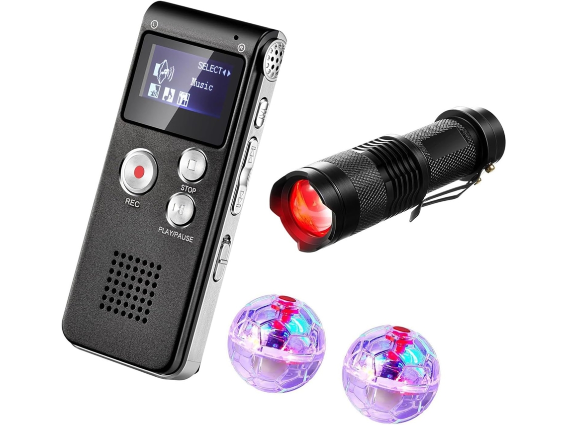 Kit De Exploração Paranormal, Lanterna Com Luz Vermelha, Gravador