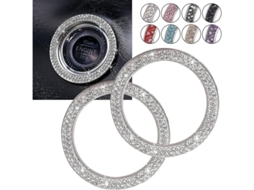 Anéis De Cristal Para Carro, 2pcs Adesivos Bling Botão De Iniciar, Acessórios Interiores Feminino