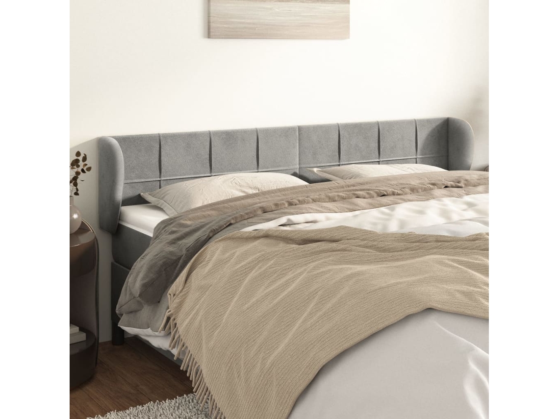 Vidaxl Cabeceira De Cama C/ Abas Veludo 183x23x78/88 Cm Cinzento-claro