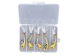 Lure Set (spinner Bait With Feather) 5pcs Vib Fishing Lure Kit With Tackle Box Gold