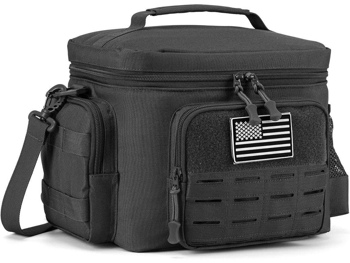 Lancheira Tática Masculina, Marmita Térmica Resistente, Bolsa À Prova De Vazamentos Para Trabalho E Camping, Preta