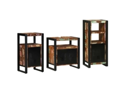 Vidaxl Conjunto De Móveis Para Banheiro 3 Pcs Madeira Reforçada Sólida