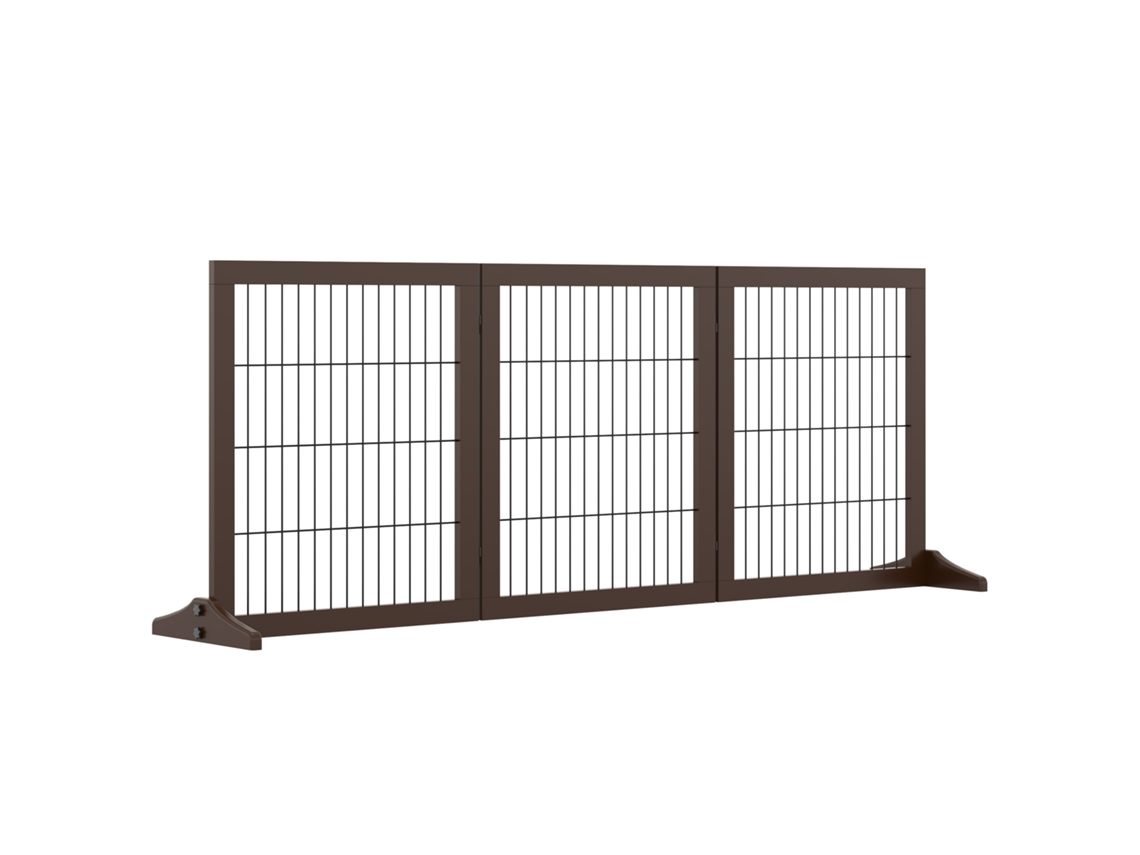Portão Barreira Cães Pinho 185x36x71cm Marrom