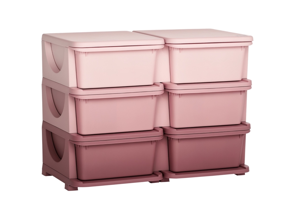 Caixa Organizadora De Plástico Para Brinquedos Com 6 Gavetas, Organizador Infantil Rosa Para Quarto De Criança