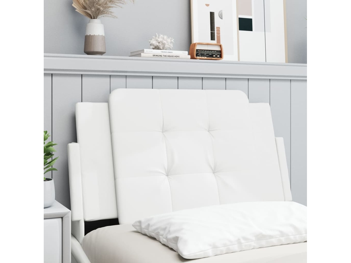 Vidaxl Almofadão De Cabeceira Zadar 90 Cm Couro Artificial Branco
