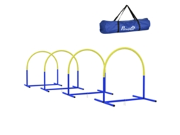 Conjunto de Agilidade para Cães, 4 Arcos, Bolsa de Transporte, 88x64x95cm Azul Amarelo | S/MARCA