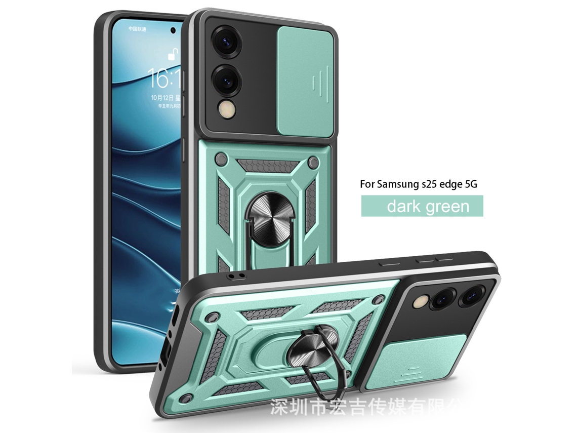 Capa Para Celular Samsungsung Com Janela Deslizante, Proteção Magnética Contra Quedaverde Escuro - Samsung S26plus (poros Finos)