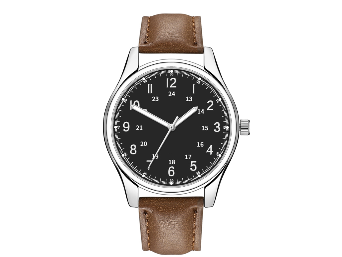 Relógio de pulso masculino casual analógico de quartzo com pulseira de couro PU