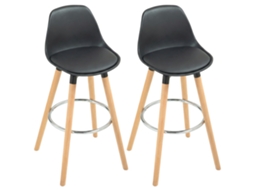 Conjunto de 2 Banquetas de Bar, Cadeiras de Bar com Encosto e Apoio para os Pés, Assento Acolchoado, 43 X 43 X 91 Cm, Pretas CHEZMOI
