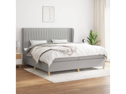 Vidaxl Cama Com Molas/colchão 200x200 Cm Tecido Cinza-claro