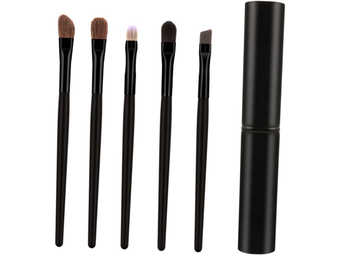 Kit De 5 Pincéis Para Sombra, Maquiagem Para Olhos, Com Estojo De Crina De Cavalo Para Esfumar Gokoco