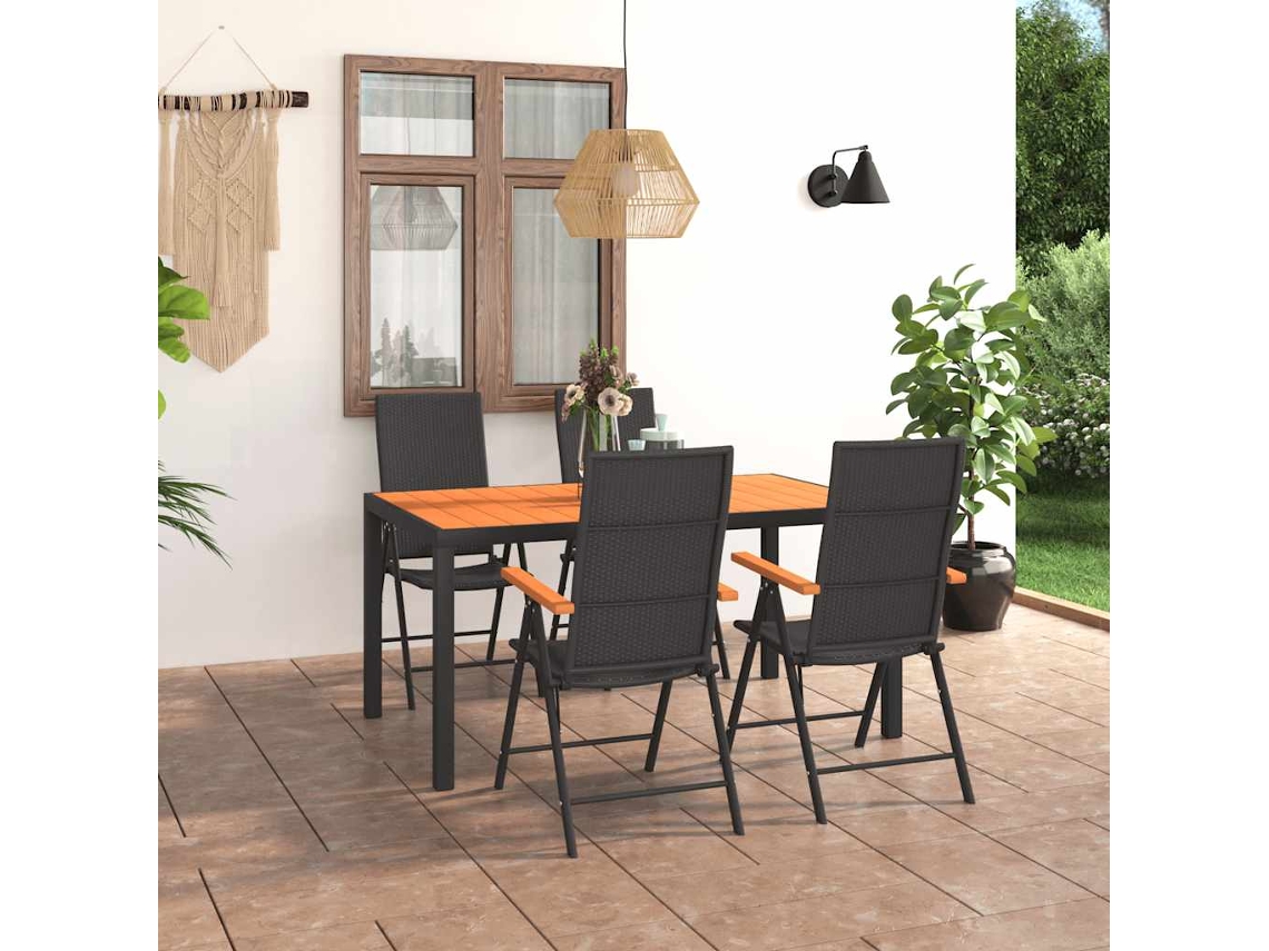 Vidaxl 5 Pcs Conjunto De Jantar Para Jardim Preto E Castanho