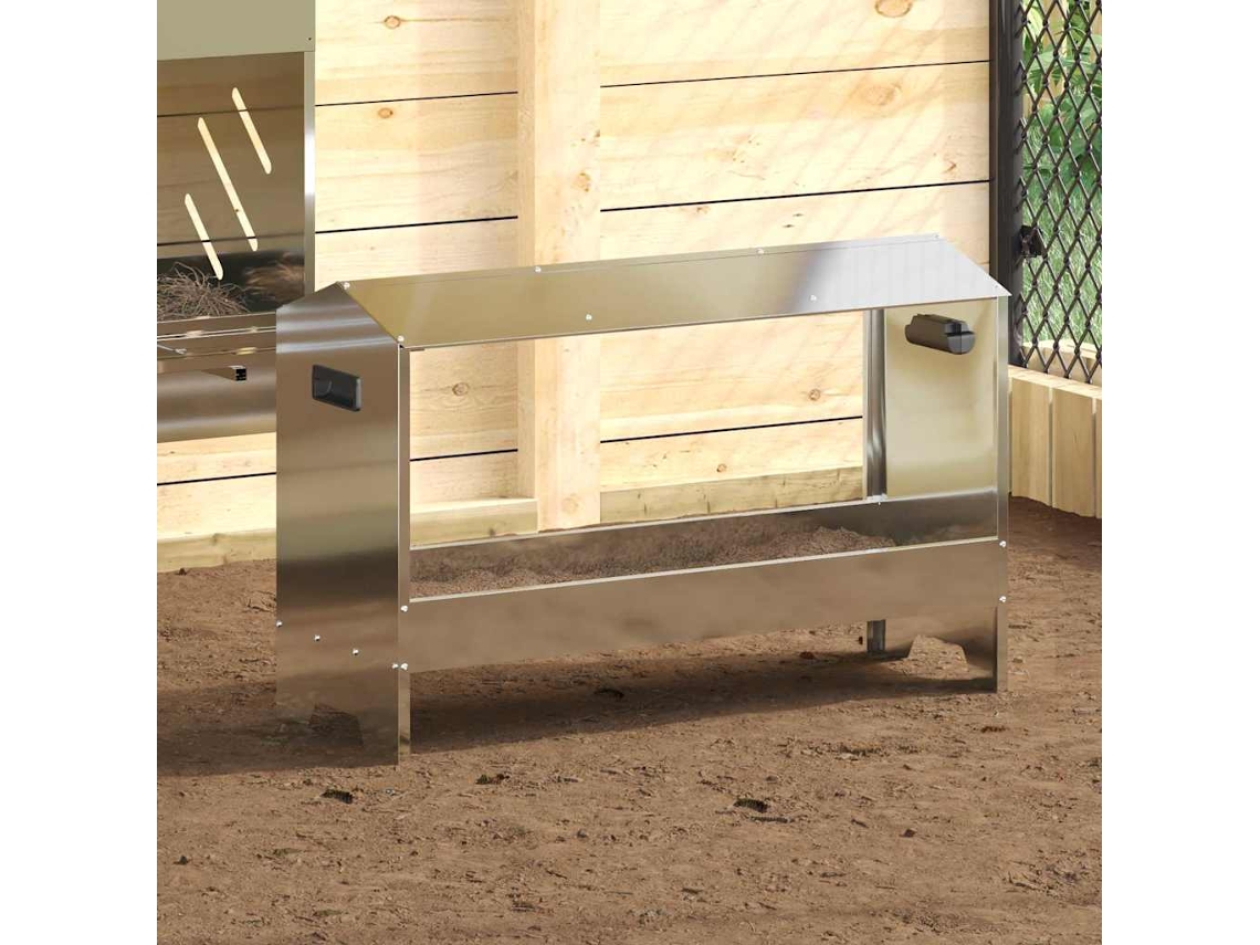 Vidaxl Trófeu De Alimentação Para Frangos Prateado 81 X 32 X 53,5 Cm