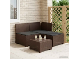 Vidaxl Sofá De Jardim 3 Lugares Com Almofadas Visual Rattan Pp