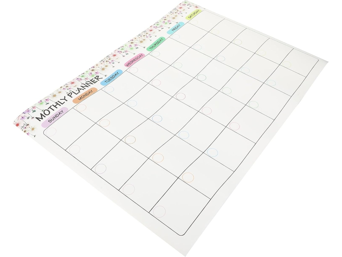 Adesivo magnético para quadro branco na geladeira, calendário semanal para anotações.