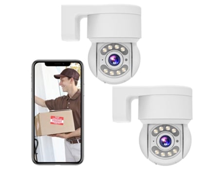 Câmera Wifi Externa TALLPOWER C48 Hd 2K 4Mp 360 Pan Tilt 2 Unidades Branca