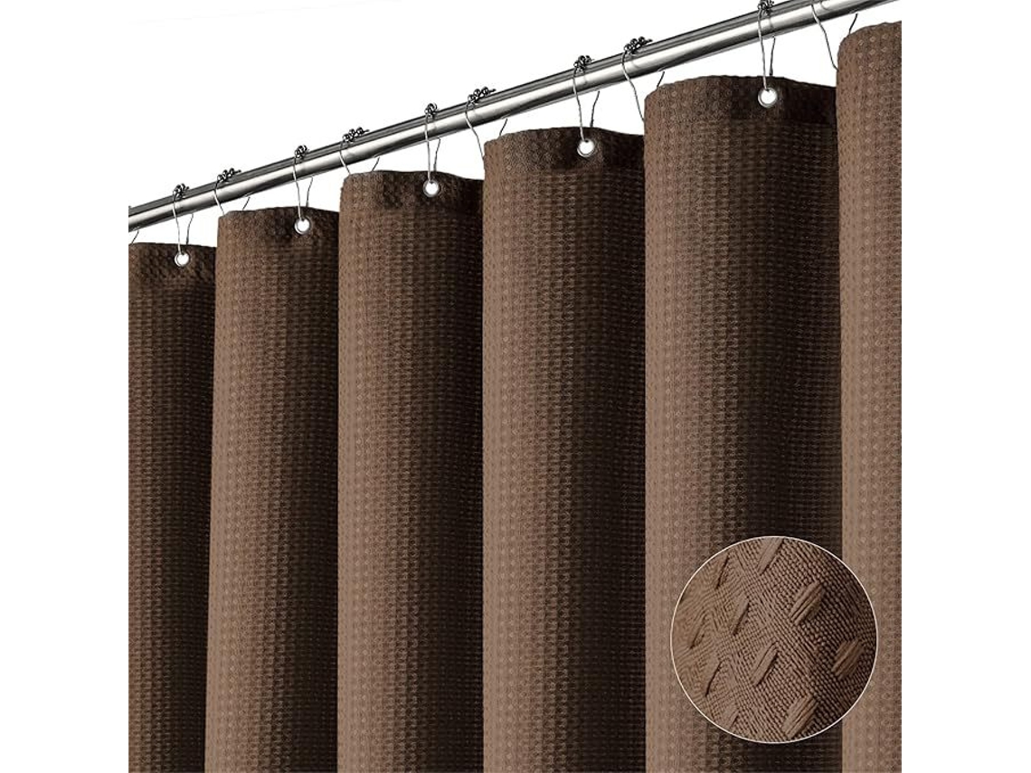 Cortina De Chuveiro Chrui Tecido Texturizado Resistente, Com 12 Ganchos, 180 Cm X 180 Cm (marrom)
